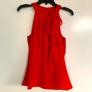 White House Black Market Red Chiffon Top